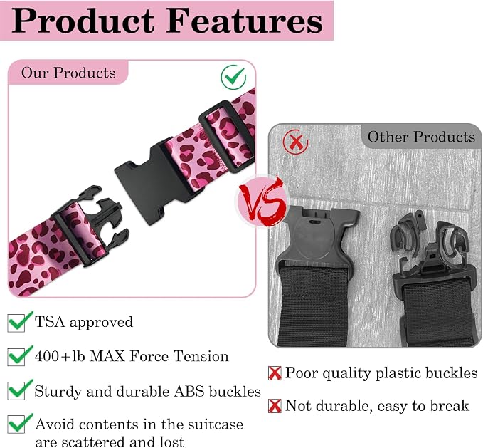 Leopard Luggage Straps for Suitcases TSA Approved, Luggage Identifiers for - Image 3