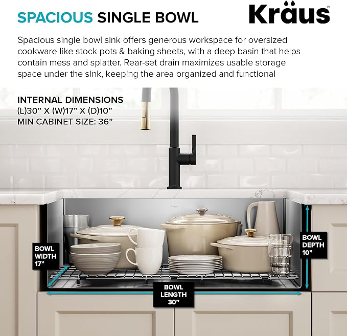 Kraus KHU100-32 Standart PRO 16 Gauge Undermount Single Bowl Stainless Steel - Image 7