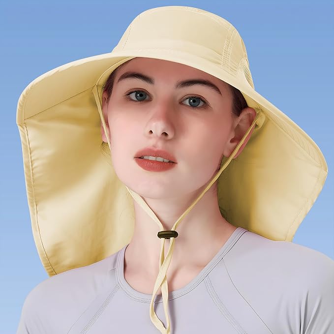 Womens Sun Hat UV Protection, Foldable Waterproof Wide Brim Bucket Hats - Image 2