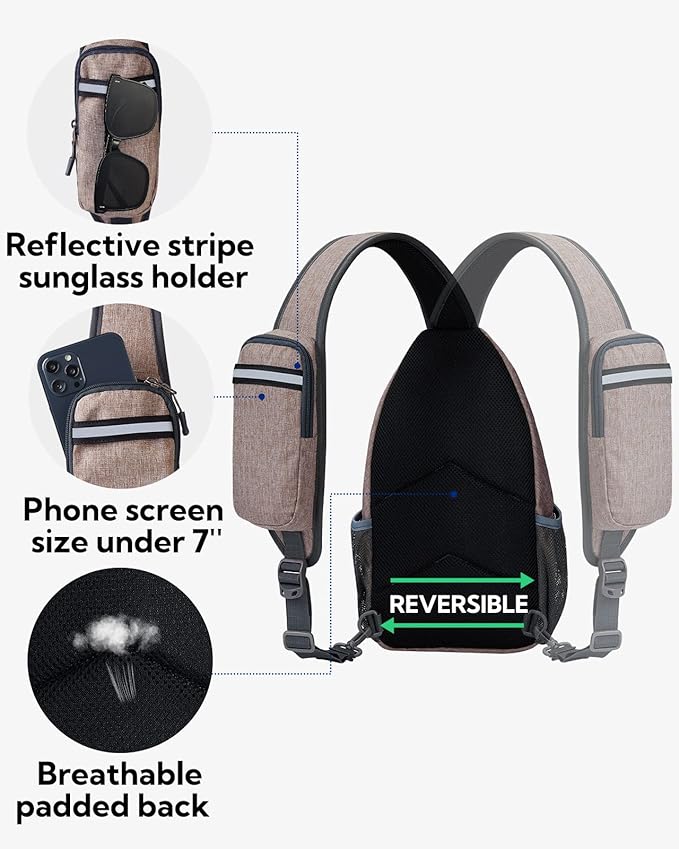 WATERFLY Crossbody Sling Backpack Sling Bag Travel Hiking Chest Bag Daypack - Image 5