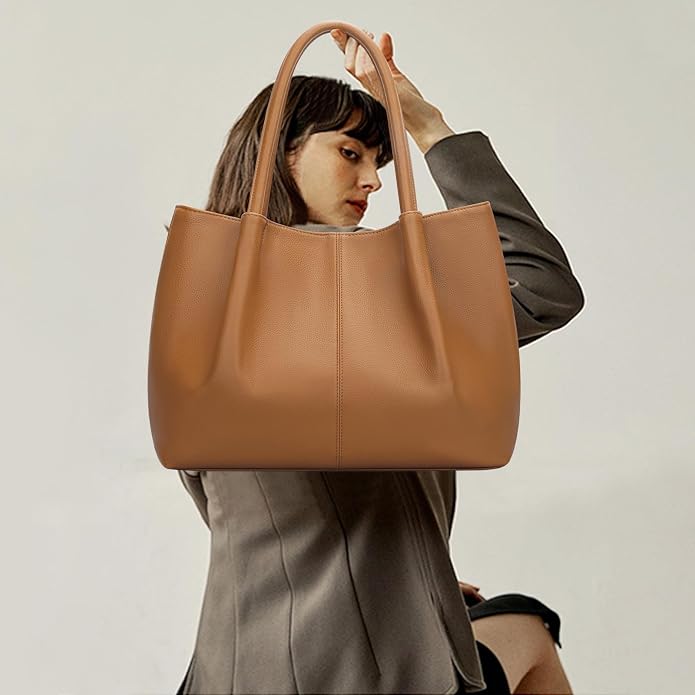 KKXIU Tote Bag for Women Vegan Leather Shoulder Purse Large Capacity Travel Bag - Image 4
