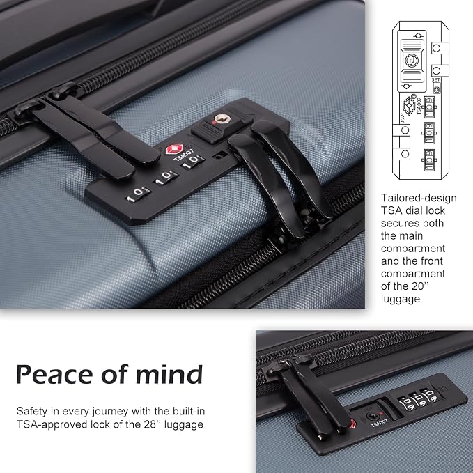 COOLIFE Luggage Suitcase Piece Set Carry On ABS+PC Spinner Trolley - Image 4