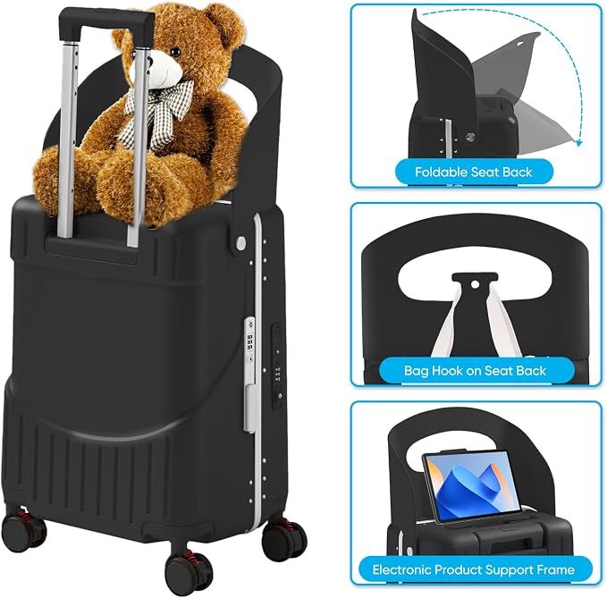 TABU 20" Ride-on Luggage with Seat，Front Opening Carry-On Hardshell Ride On - Image 7