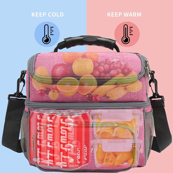 FlowFly Double Layer Cooler Insulated Lunch Bag Adult Lunch Box Large Tote Bag - Image 2