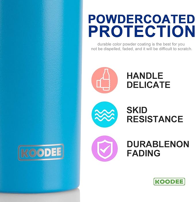 koodee 20 oz Tumbler with Lid and Straw-2 Pack Stainless Steel Insulated Coffee - Image 3