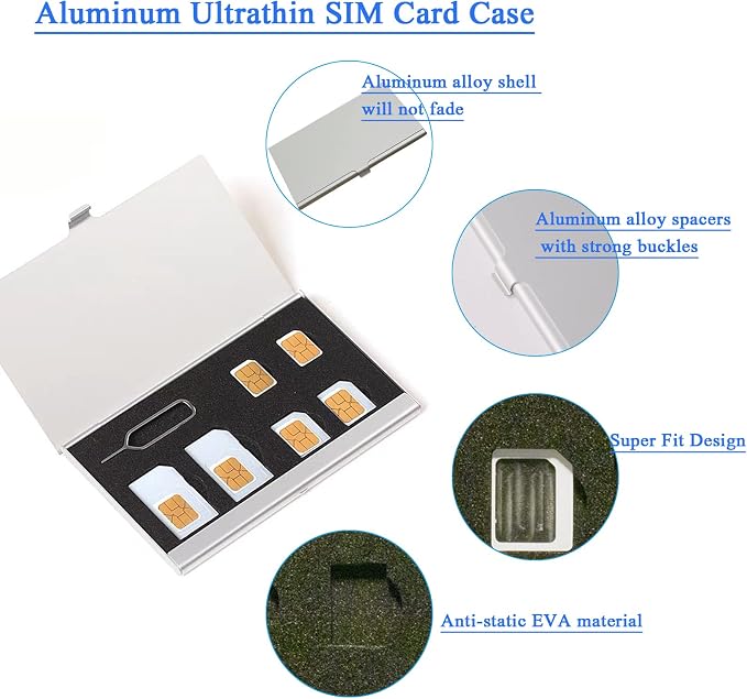 Aluminum SIM Card Case, 6Slots Ultrathin SIM Card Holder - Image 4