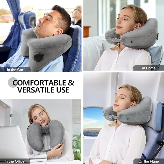 Sunany Neck Pillow for Travel Inflatable Airplane Pillow Comfortably Supports - Image 2