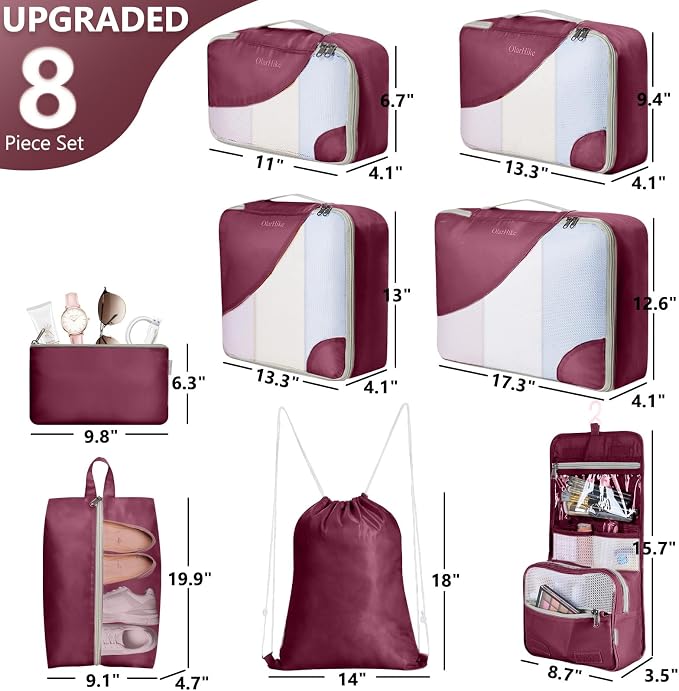 8 Set Packing Cubes for Travel, Gifts for Women Mom, Anti-Tearing Suitcase - Image 2