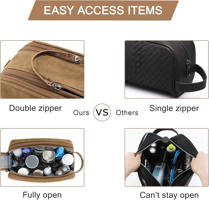 BAGSMART Toiletry Bag for Men, Canvas Travel Toiletry Organizer Dopp Kit - Image 4