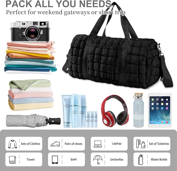 Quilted Travel Duffle Bag Gym Bag - Image 5