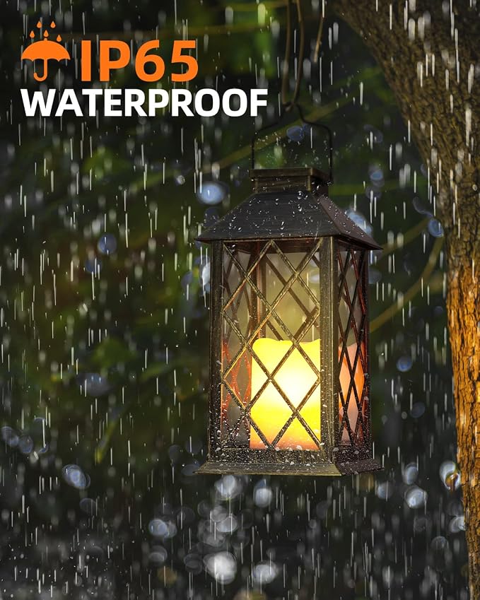 Otdair Solar Lanterns Outdoor Waterproof, 2 Pack 14" Solar Lantern - Image 3