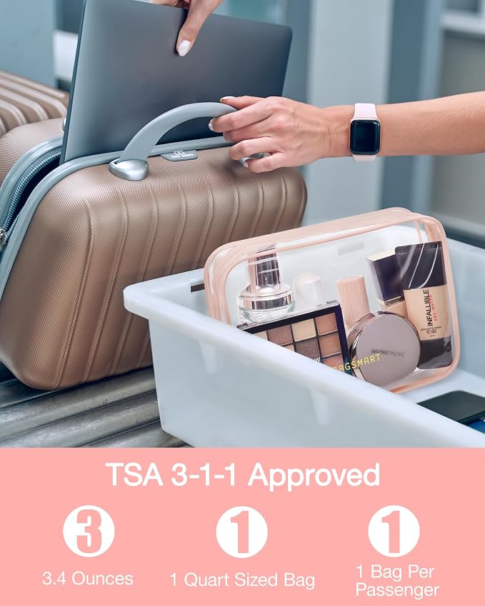 BAGSMART Clear Toiletry Bag, 2 Packs TSA Approved Water Resistant Quart Size - Image 3
