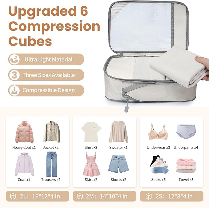 8 Set/6 Set/4 Set Compression Packing Cubes - Image 2