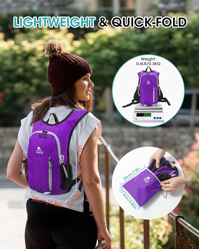 Small Hiking Backpack with Front Phone Holder, Packable Back Pack with Chest - Image 4