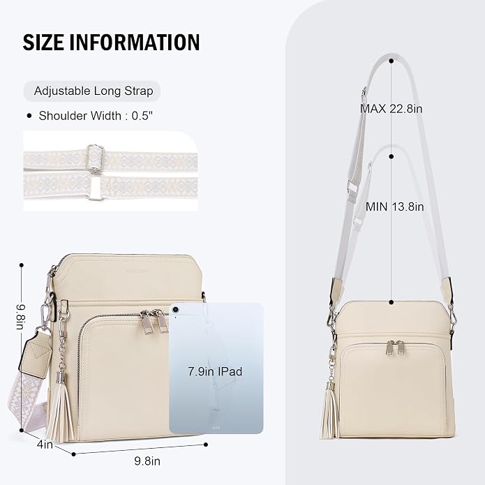 Crossbody Purse for Women, Lightweight Medium Crossbody Bag Soft Leather - Image 4