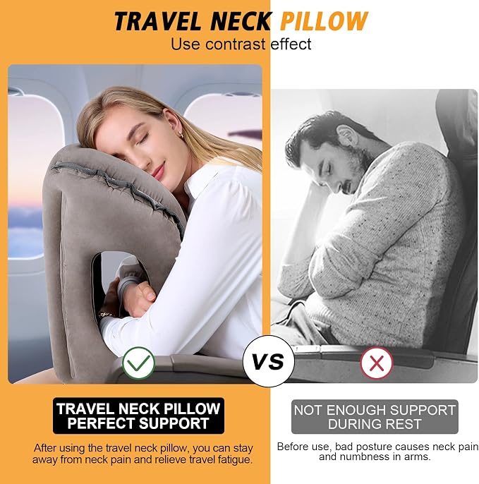Inflatable Travel Pillow, Support Head, Used - Image 3