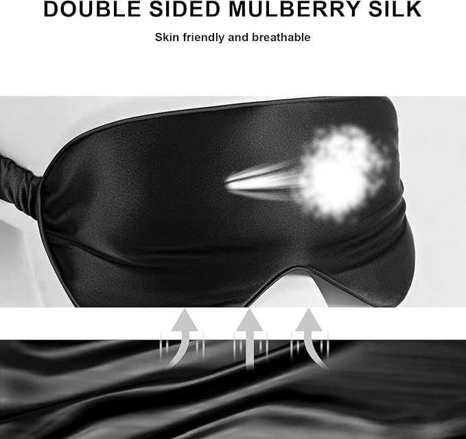 100% Mulberry Silk Sleep Mask, Ultra-Soft Light Blocking Eye Cover - Image 4