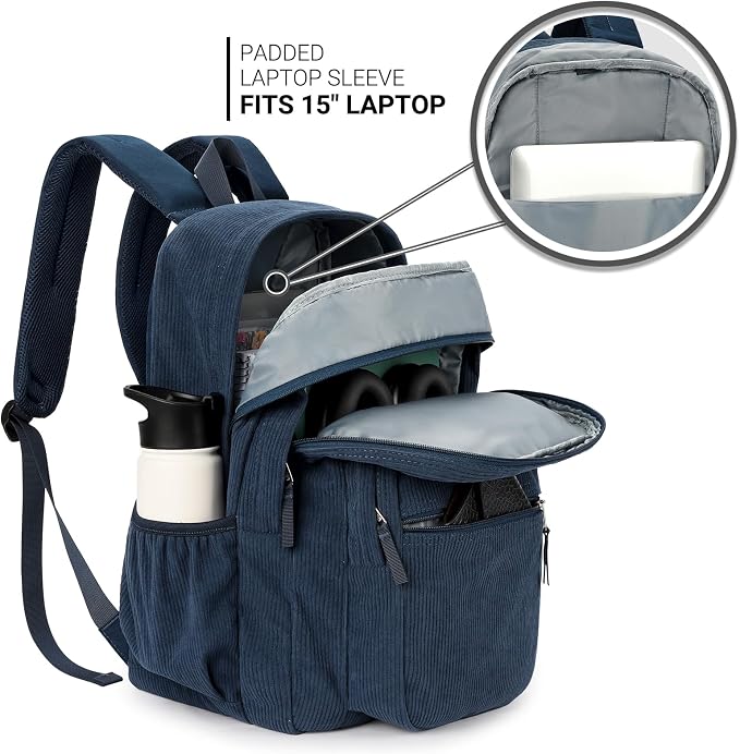 ZORFIN 26L Backpack for College, and Travel: Corduroy Bookbag - Image 4