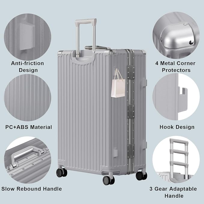 AnyZip Luggage PC+ABS Aluminum Frame Zipperless Checked Luggage Hard Shell - Image 4