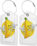 2 Packs Cute Banana Pattern Leather Luggage Tags Novelty Funny Cartoon Suitcase by OUZPGAQ