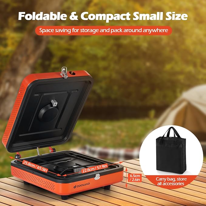 Odoland Portable 2 Burner Camping Stove Propane 17000 BTU/h Gas Stove - Image 2
