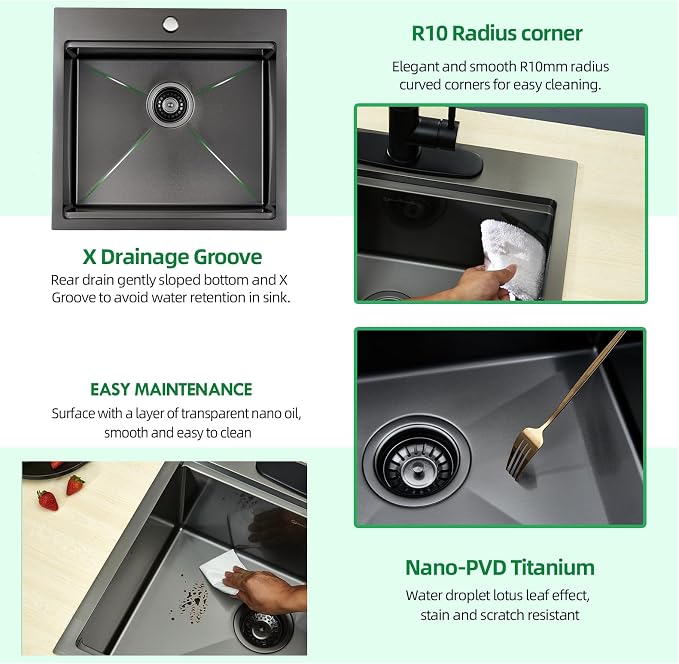 21 x 20 x 10 Drop-in Kitchen Sink - Image 6