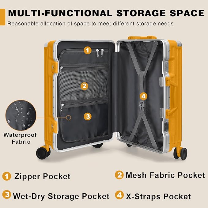 AnyZip Carry On Luggage PC+ABS Aluminum Frame Zipperless Luggage Hard Shell - Image 2