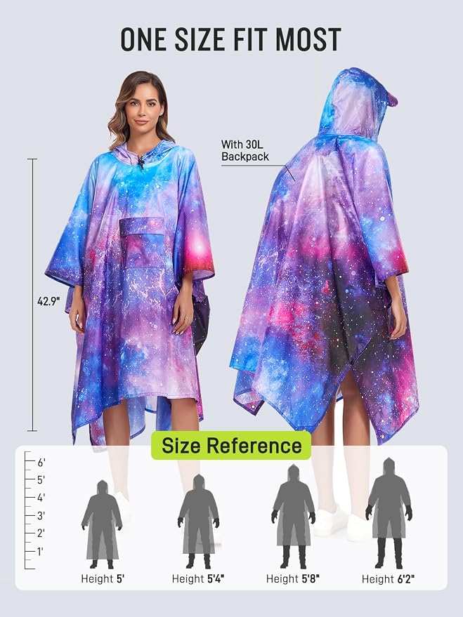 SaphiRose Extra Thick Hooded Rain Poncho Double Layer Waterproof Raincoat Jacket - Image 3