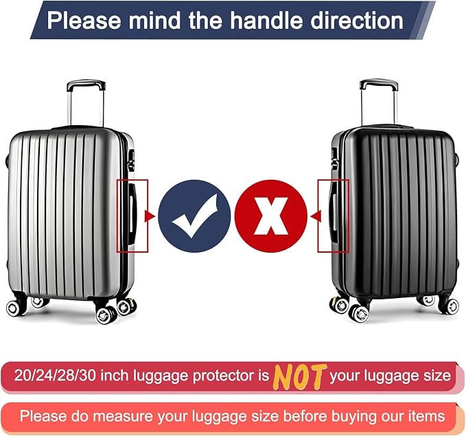 3 PCS Luggage Covers for Suitcase TSA Approved, 20/24/28 Inch Full Clear - Image 3