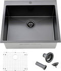 Comllen 25 x 22 Inch Drop In Black Kitchen Sink, Topmount 16 Gauge Stainless by Comllen
