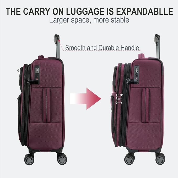 KROSER Softside Expandable Carry On Luggage - Image 5