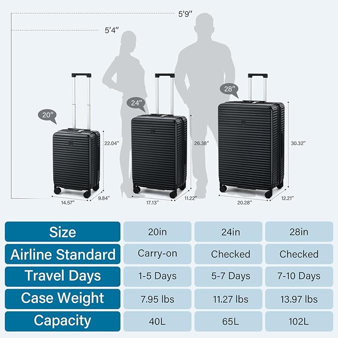 Hard Shell Suitcases Travel Expandable Luggage, 24 Inch Check in Luggage - Image 5