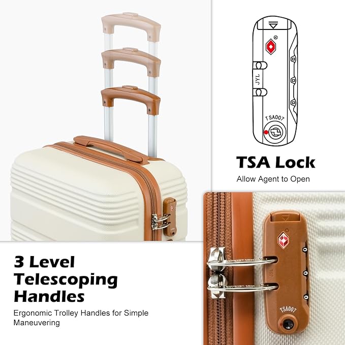 LONG VACATION 3 Piece Carry On Luggage 20 Inch Suitcase - Image 2