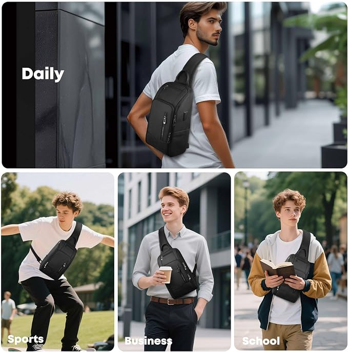 Crossbody Sling Bag for Men, Waterproof Sling Crossbody Backpack - Image 6