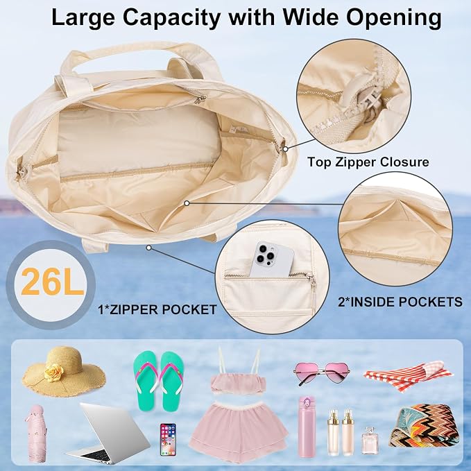 LEDAOU Beach Bags for Women, Beach Bags Waterproof Sandproof, Packable Beach - Image 4