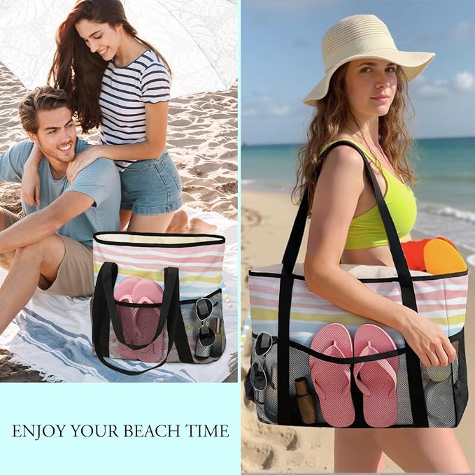 8-Pocket Waterproof Tote for Women -Sandproof Beach Bag - Image 5