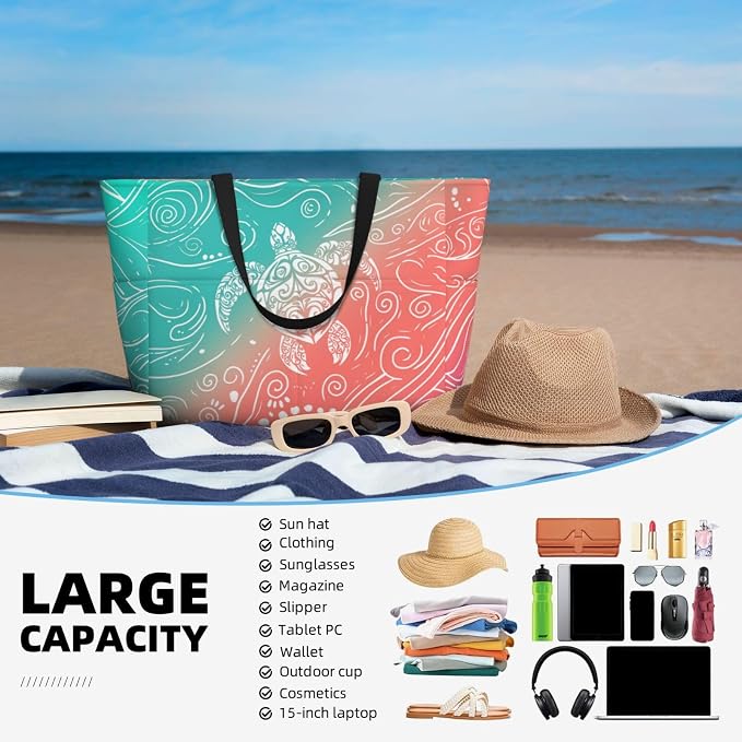 Beach Bag for Women Beach Tote Bag Waterproof Sandproof Large Bags - Image 5