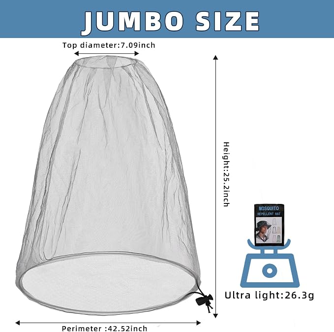 Oversized Mosquito Net 42 x 25 Inches Ultra Large Mosquito Head Net Face Neck - Image 2