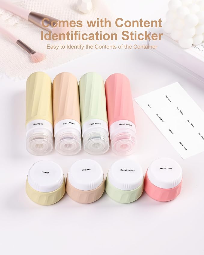 Travel Bottles for Toiletries 8 Pack, Travel Size Toiletries, Tsa Approved - Image 5