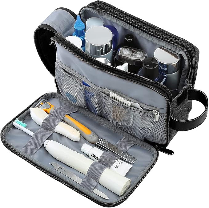 BAGSMART Toiletry Bag for Men, Canvas Travel Toiletry Organizer Dopp Kit - Image 2