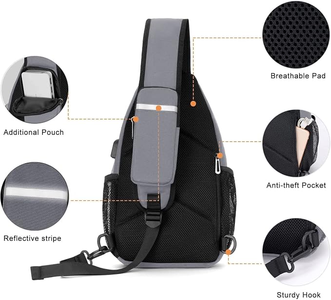 MOSISO Sling Backpack Bag, Crossbody Shoulder Bag Travel Hiking Daypack Chest - Image 4