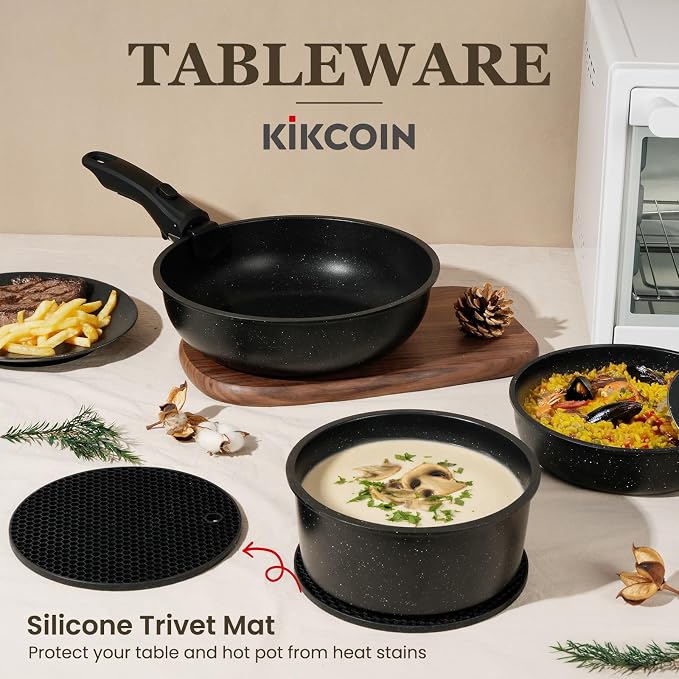 KIKCOIN 20 Pcs Pots and Pans Set Non Stick, Detachable Handle Cookware Sets - Image 6