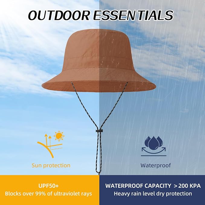 Durio Waterproof Bucket Hats for Woman UPF 50+ Sun Hat UV Protection Packable - Image 2