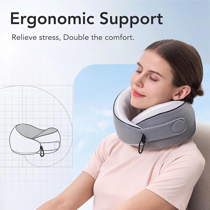 Travel Pillow, 100% Pure Memory Foam Travel Neck Pillow Airplane Neck Support - Image 3