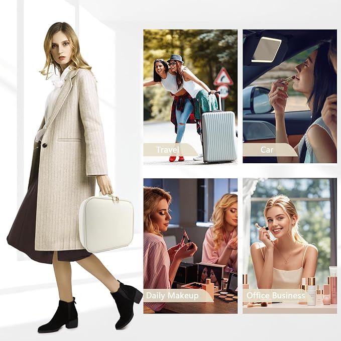 Travel Makeup Bag with LED Lighted Mirror, Travel Makeup Organizer, 3 Color - Image 7