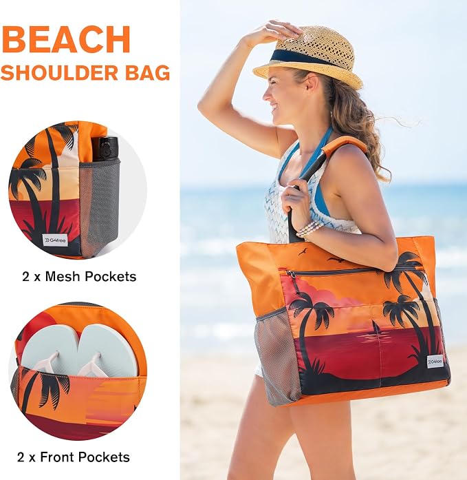 G4Free Beach Bag, Waterproof Sandproof Beach Tote Bag, Large Capacity Foldable - Image 5