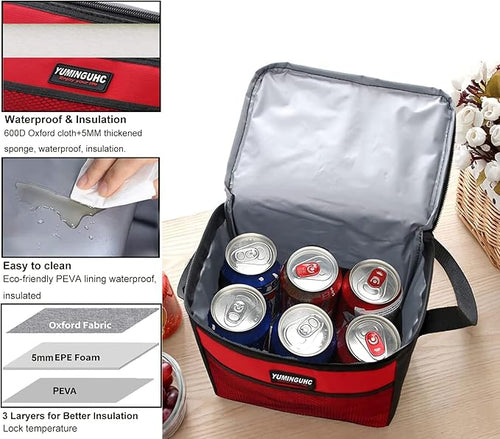6 Can/5L Lunch Bag for Women Men Portable Lunch Box Small Cooler Bag Soft - Image 2