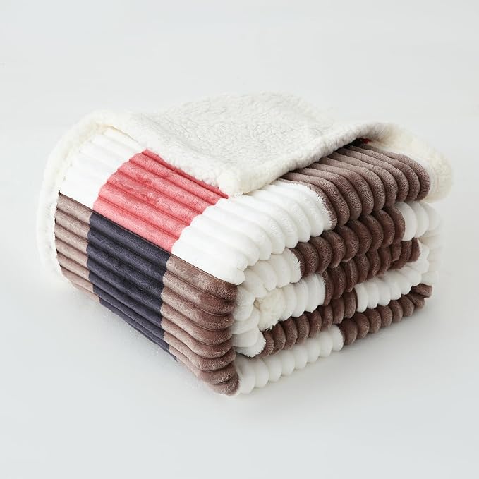 PU MEI Sherpa Blanket Twin Plaid Thick Bed Blanket, 80”*90”Super Soft Flannel - Image 7