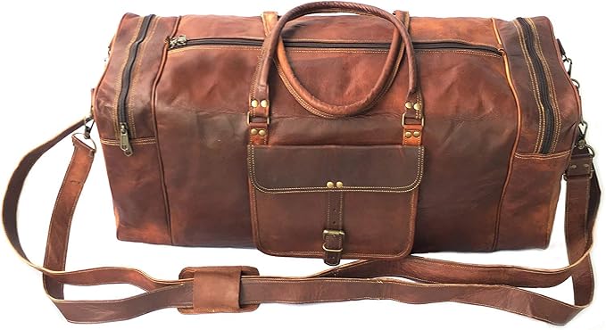 KK's Vintage Leather Duffel Bag, Handcrafted, Stylish & Durable, Genuine - Image 2