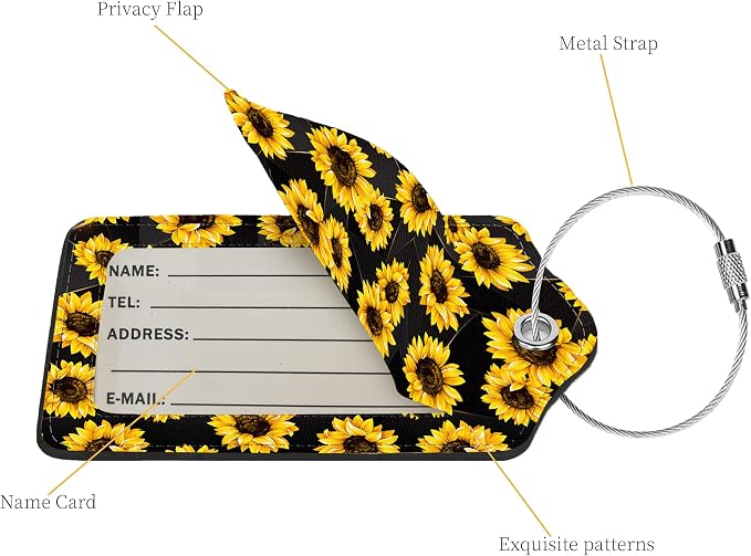 2 Pcs Luggage Tags for Suitcase, Cute Unique PU Leather Travel Bag Tag - Image 3